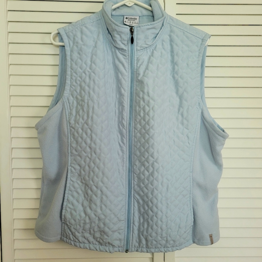 Columbia Sportswear Womens Size XL Full Zip Sleeveless Quilted Vest Light Blue